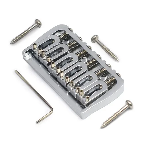 Imagen 2 del producto Puente fijo para guitarra de 6 cuerdas 72,8x38MM-10.6 - Puentes rígidos de metal Pieza de repuesto para guitarra eléctrica Negro/Cromo