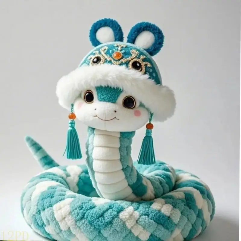 12PD Soft Plushie Snake Year Pillow Bringing Luck Cartoon Cushion for Home Decoration Lover