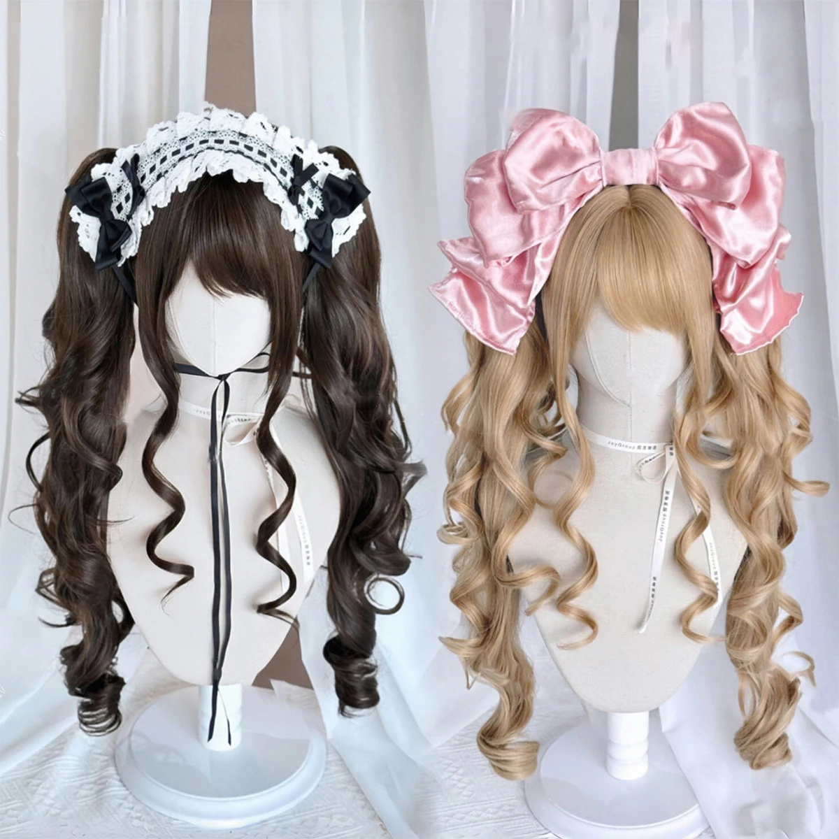 

Synthetic Lolita cosplay wig natural curly princess hairstyle woman cute styling clip double ponytail