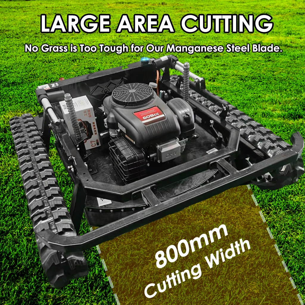 MMS Tipe Tangki Taman Perayap Remote Control Pemotong Rumput 800MM Mesin Pemotong Rumput Bensin Mesin Pemotong Robot Pengiriman Pintu Ke Pintu
