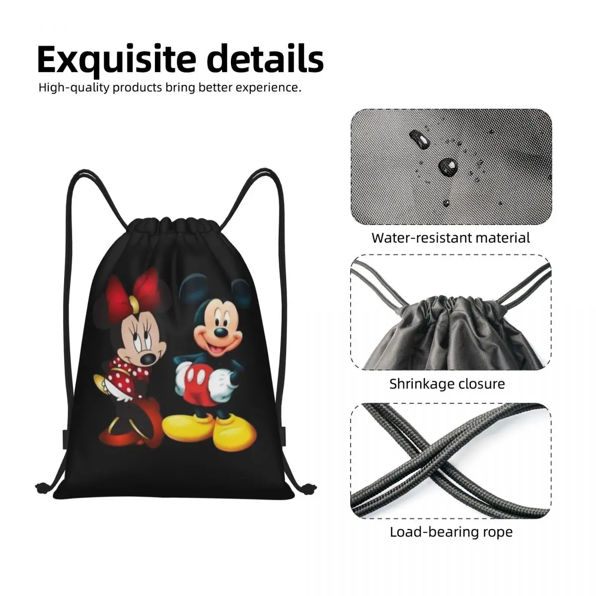 Custom Mickey Mouse Minnie Drawstring Bags Men Women Lightweight Sports Gym Storage Backpack
