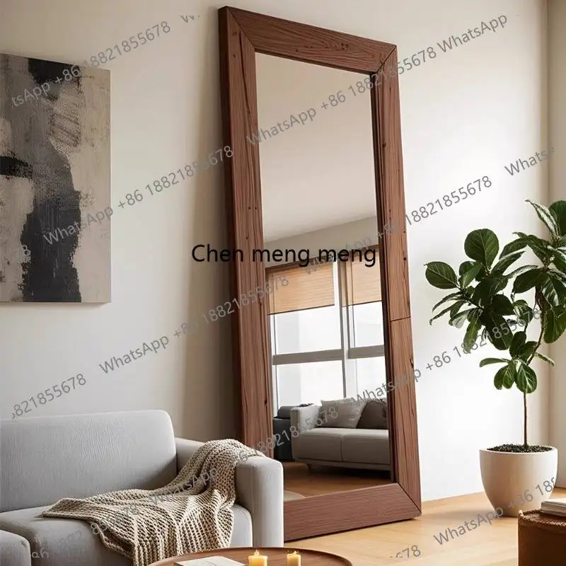 

Nordic Bedroom Mirrors Full Body Unique Wooden Antique Apartments Floor Mirrors Square Aesthetic Miroir Sur Pied Furniture Home