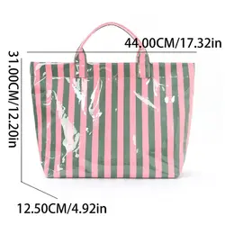 Bolso de viaje plegable de poliéster a rayas, gran capacidad