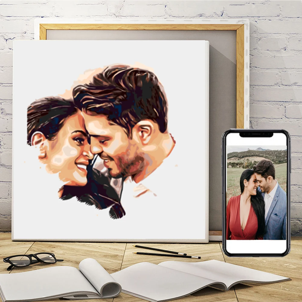 Photo Cartoon Avatar Customized DIY Paint Painting By Numbers For Cartoon Portrait Family Custom Gift