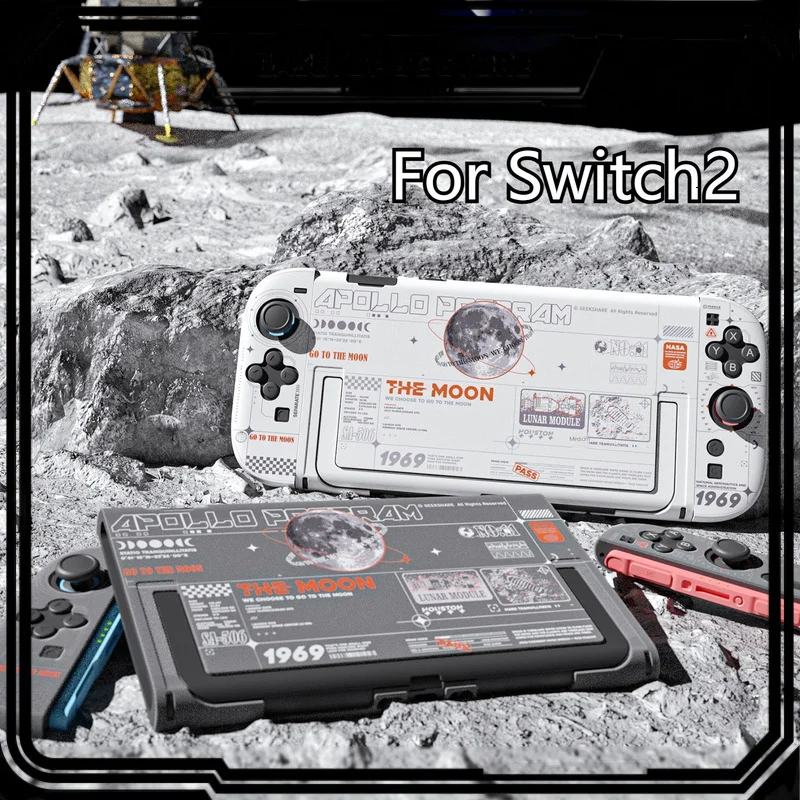 

Switch2 Generation Protective Case Moon Themed Hard Shell Semi Transparent Protective Cover Anti Fall Scratch Game Accessories