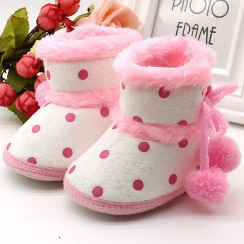 Bottes de neige en fourrure de coton pour bébé garçon et fille, chaussures d'hiver mignonnes et décontractées à semelle souple pour les premiers pas de nouveau-né