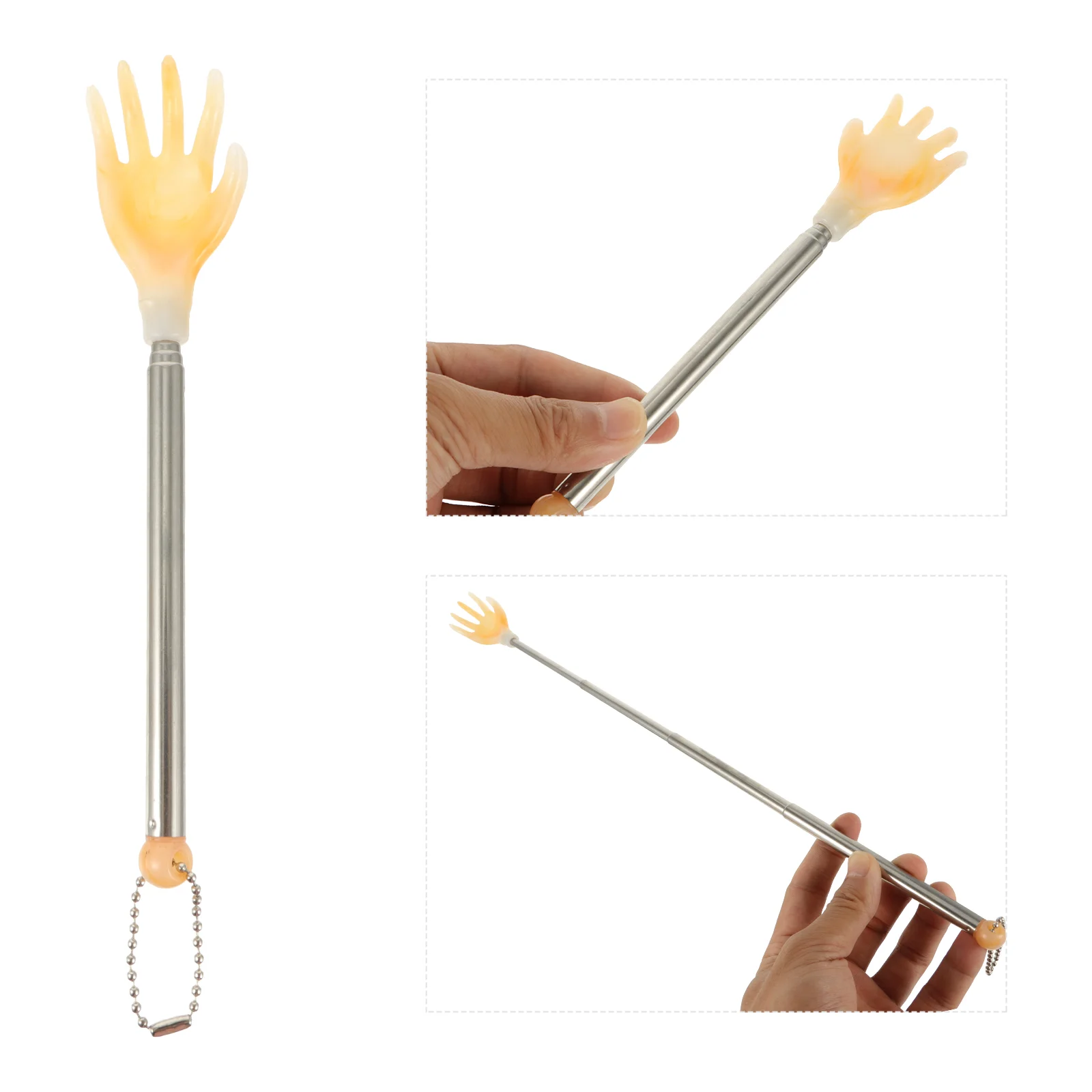 6 Pcs Finger Tickling Extendable Back Scratcher Telescoping Scratchers Scraper Metal Retractable Massager Stainless Steel Man