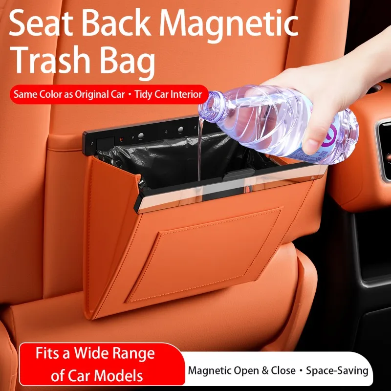 Car Trash Bag for Avatr 06 07 11‌ 12 Seat Back Car Garbage Bin Leather Magnet Closure Design Waterproof view 6