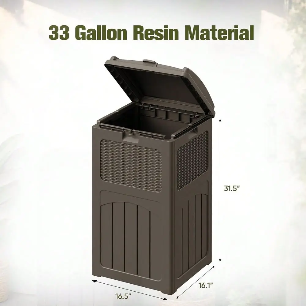 

Gallon Outdoor Trash Can, Hideaway Garbage Bins With Tiered Lid, Waterproof Resin Outside Waste Bins For Patio, Outside Pool, B