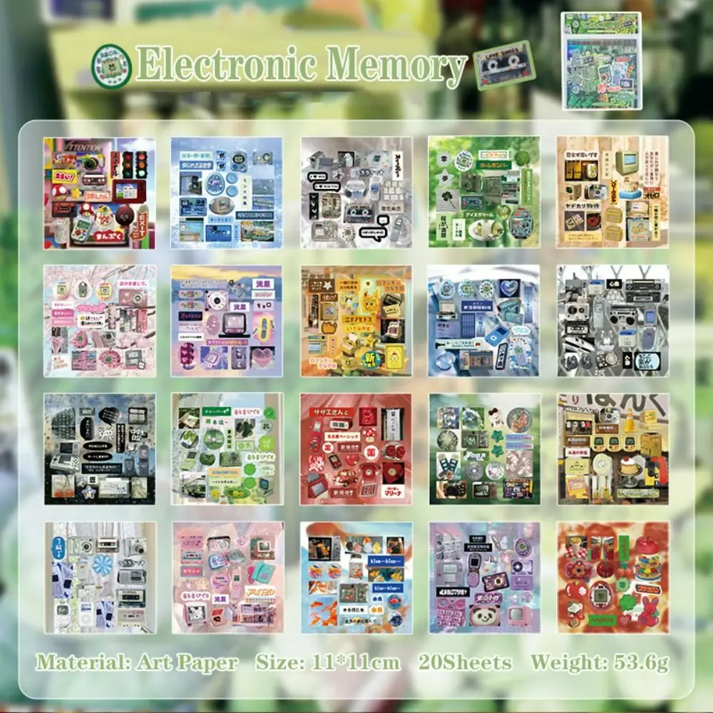 20Sheets/Pack Art Paper Foods Decorative Sticker DIY Cartoon Scrapbooking Handbook Sticker Back Adhesive Material Phone Stickers