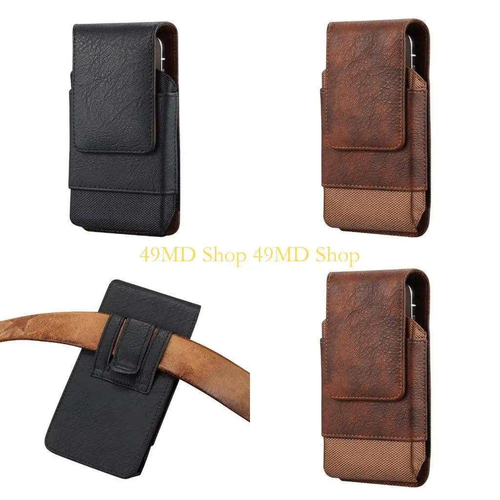 

49MD Wear Resistant PU Belt Bag With Reinforced Card Slots Vertical Phone Holder Nonslip Design For Hiking Running