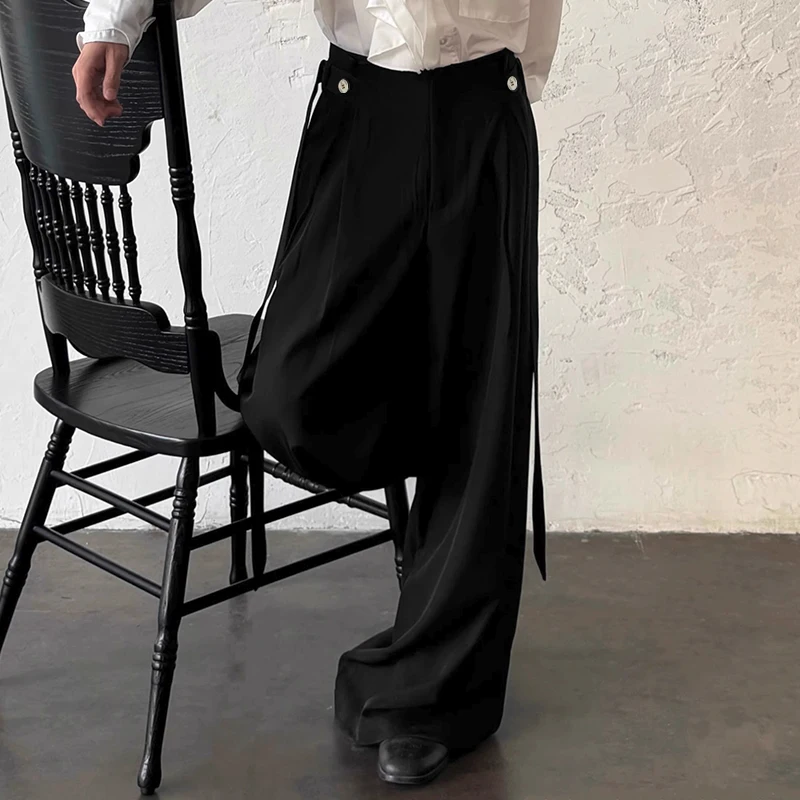 

INCERUN мужские брюки однотонные брюки на пуговицах для бега с высокой талией повседневные брюки мужские уличные свободные модные мужские широкие брюки S-5XL