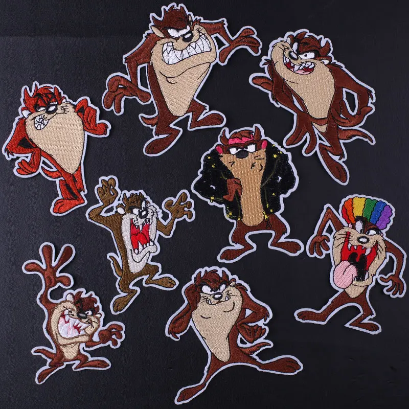 Newest Tasmanian Devil Iron on Embroidered Patches for Clothing Fashion Anime Patch Badge Clothing Thermoadhesive Patch Stickers