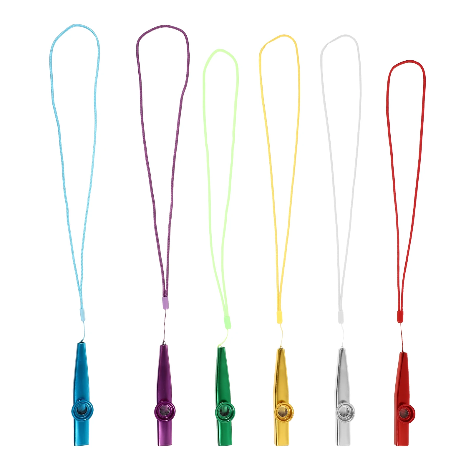 

6 pcs Kazoo Flute Toys Durable High-quality Metal Material Bright Color Kids Musical Instrument with Hanging Rope Straw