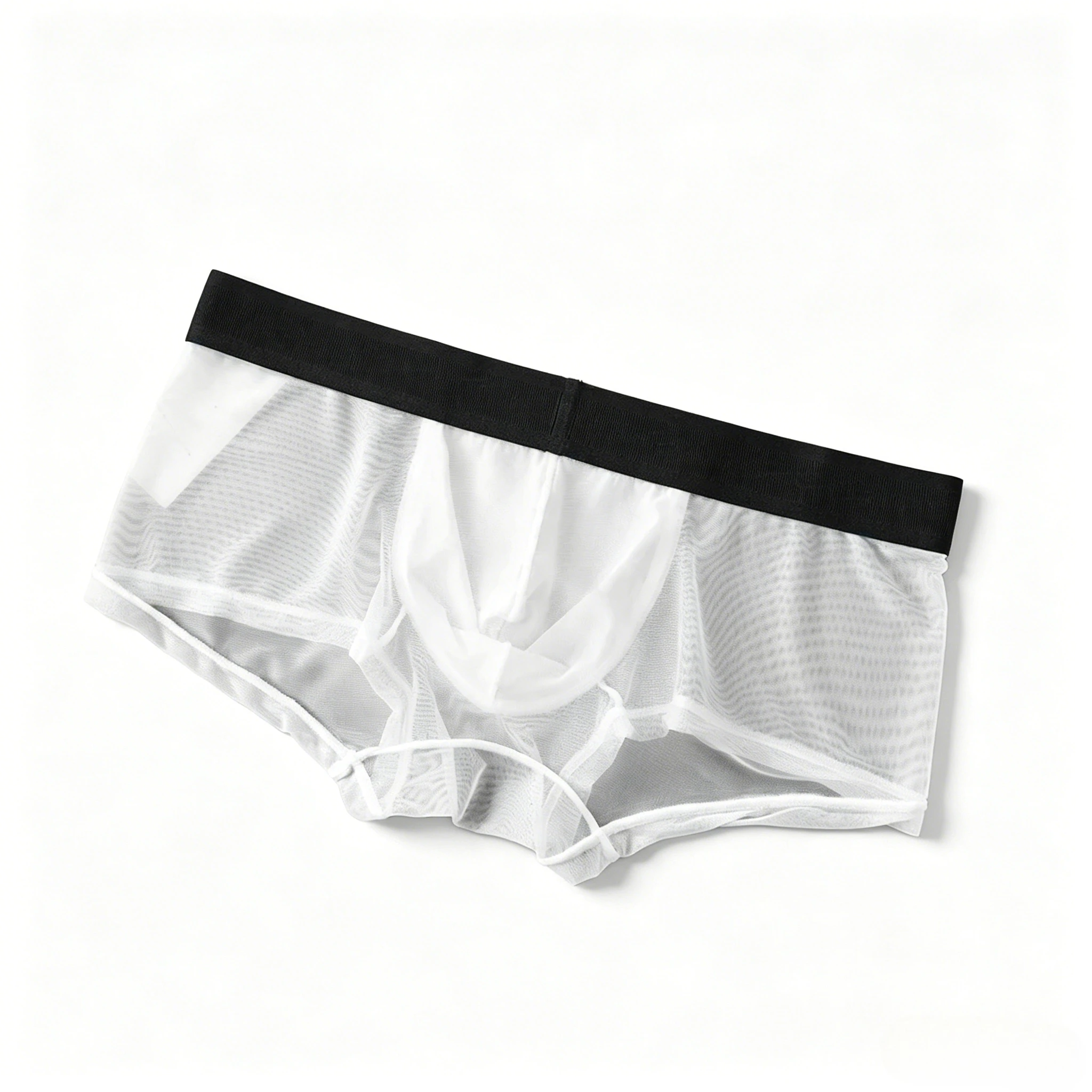 

Men's Mesh Boxer Briefs, U-convex Low Rise Sheer Underwear