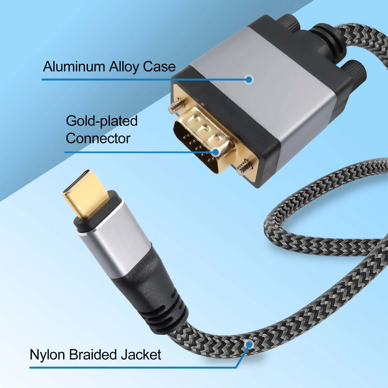 USB C to VGA Cable HD1080P,Type C male to VGA male Converter adapter cord for Monitor,Laptop,Projector,MacBook Pro, Air, iPad