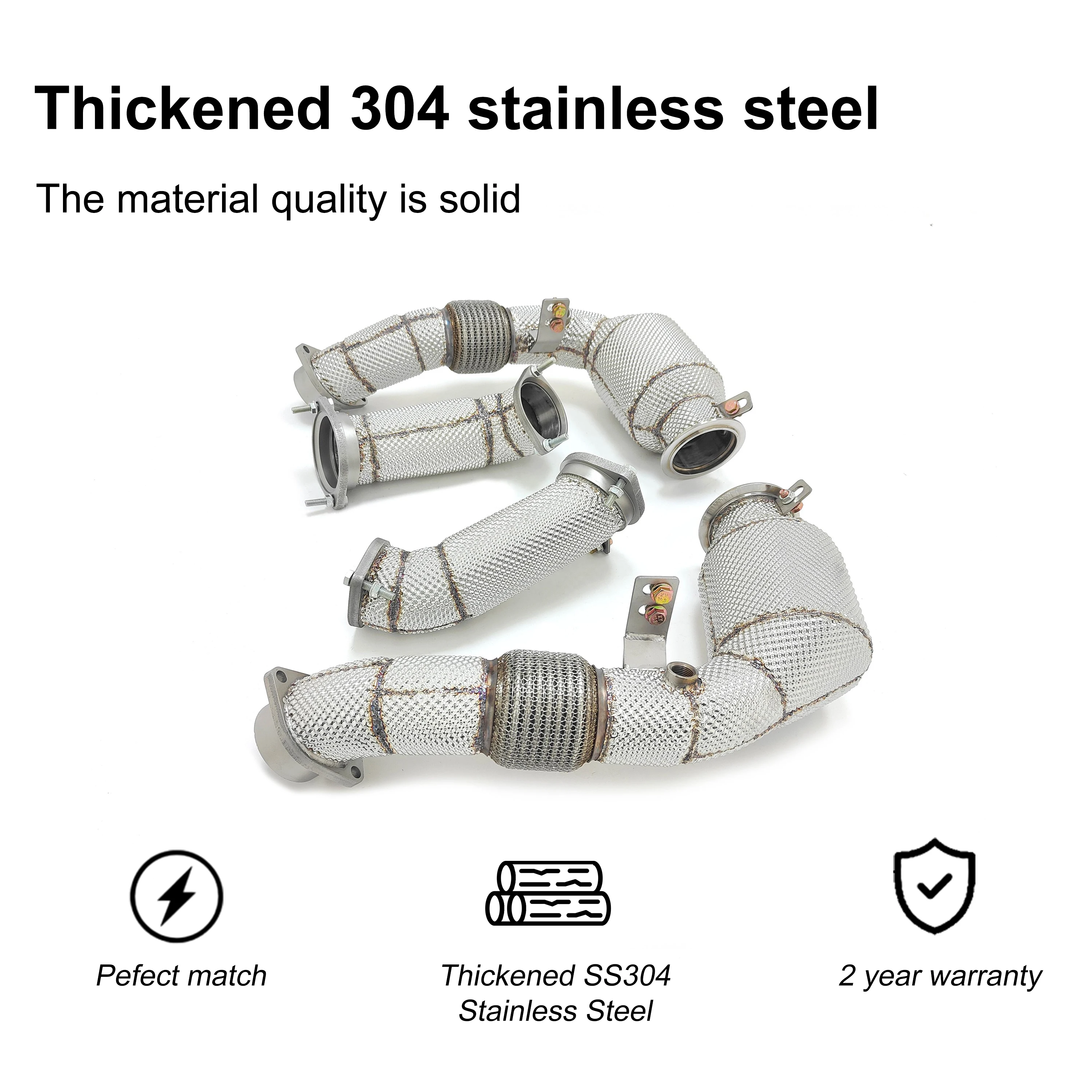 ACE Exhaust Systems High Performance SUS304 Downpipe for BMW F95 X5M F96 X6M 4.4T LCi S68 Exhaust Pipe With Heat Shield