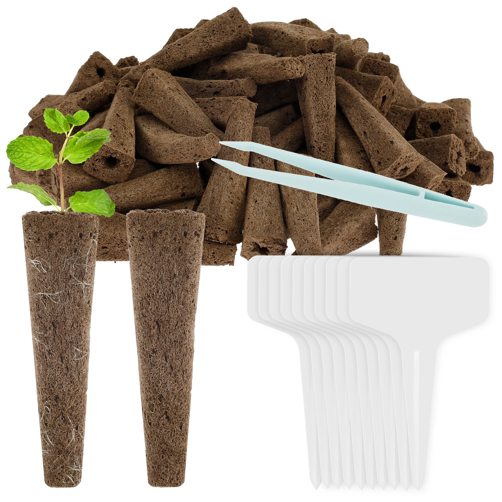 Kit de vainas hidropónicas de esponjas para cultivo de semillas, 50/100 Uds., con etiquetas para plantas, reemplazo de raíces, nutrientes para plantas de jardín, plantación en cultivo