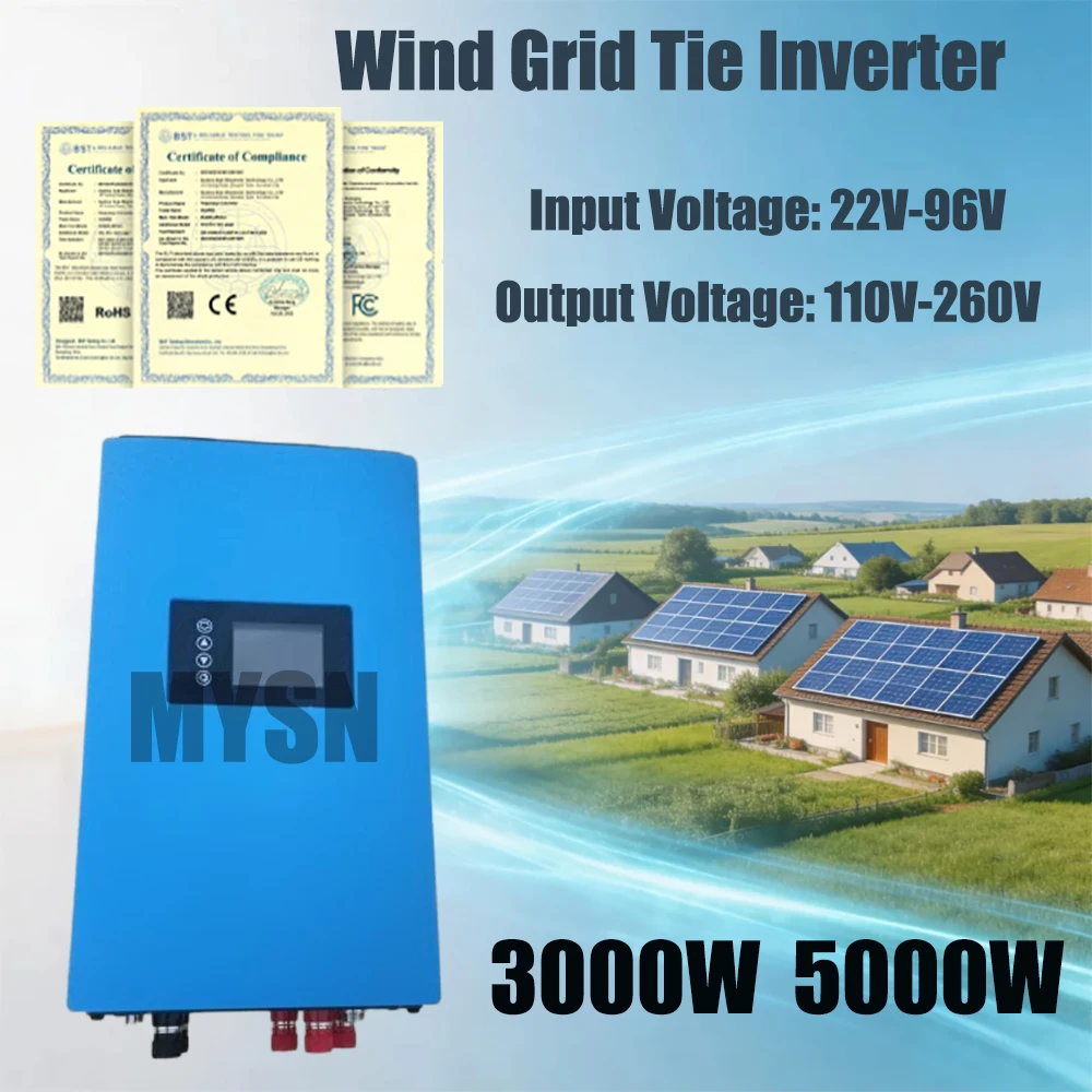 

Интеллектуальный сетевой инвертор Smart Wind 3000W 5000W MPPT с ограничителем мощности и датчиком, чистая синусоида, 110V 220V для ветрогенераторов 24V 48V