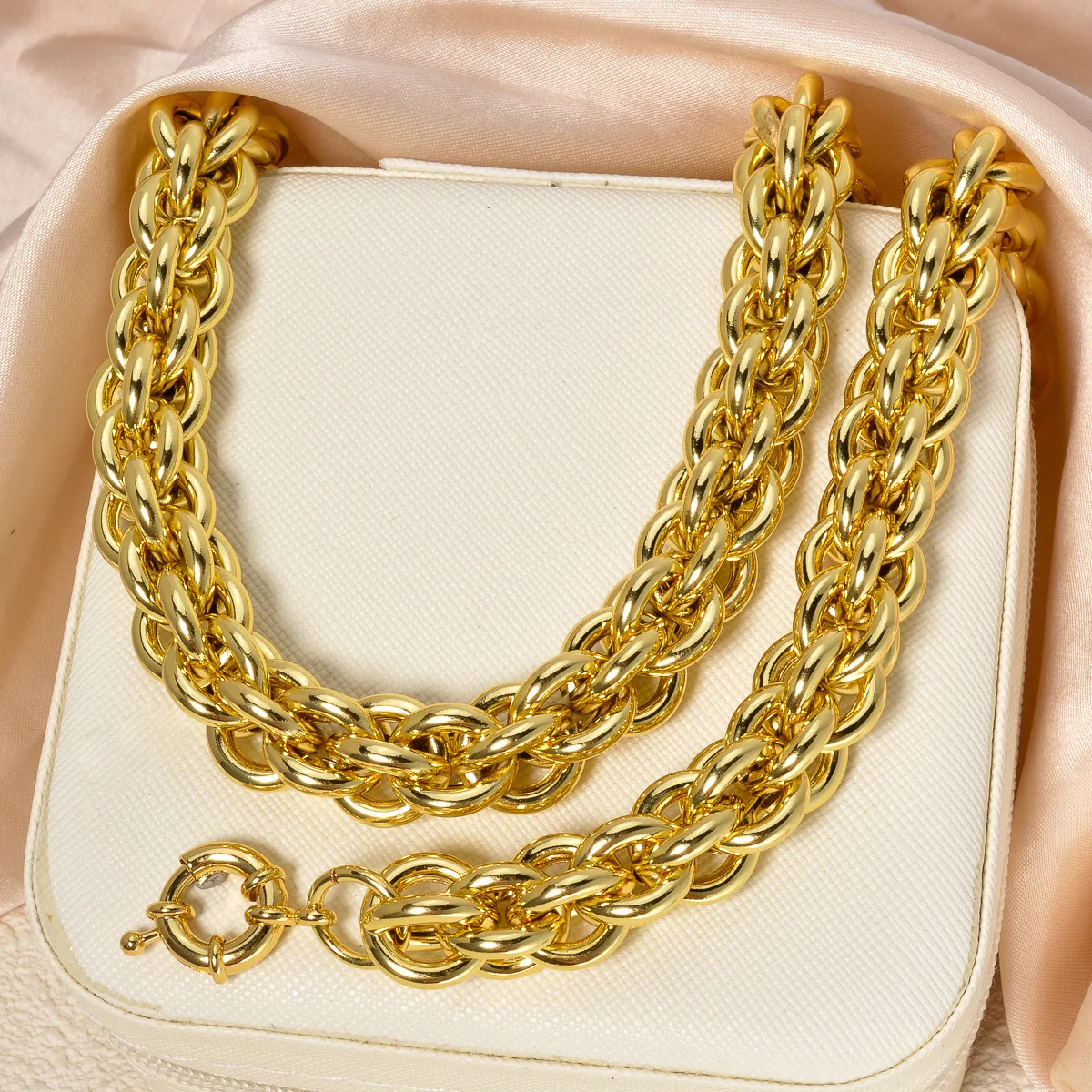 Diana2024 18K24K gold plated waterproof woven twine chain necklace bracelet set wholesale luxury jewelry for women