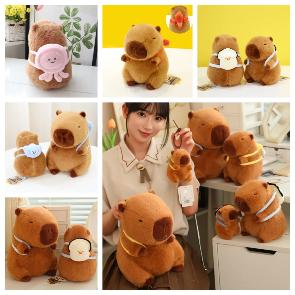 Pretty Capybara Plush Doll Cute Lobster Backpack Anime Fluffy Toy Octopus Bag Soft Capibara Stuffed Animals Birthday Gifts