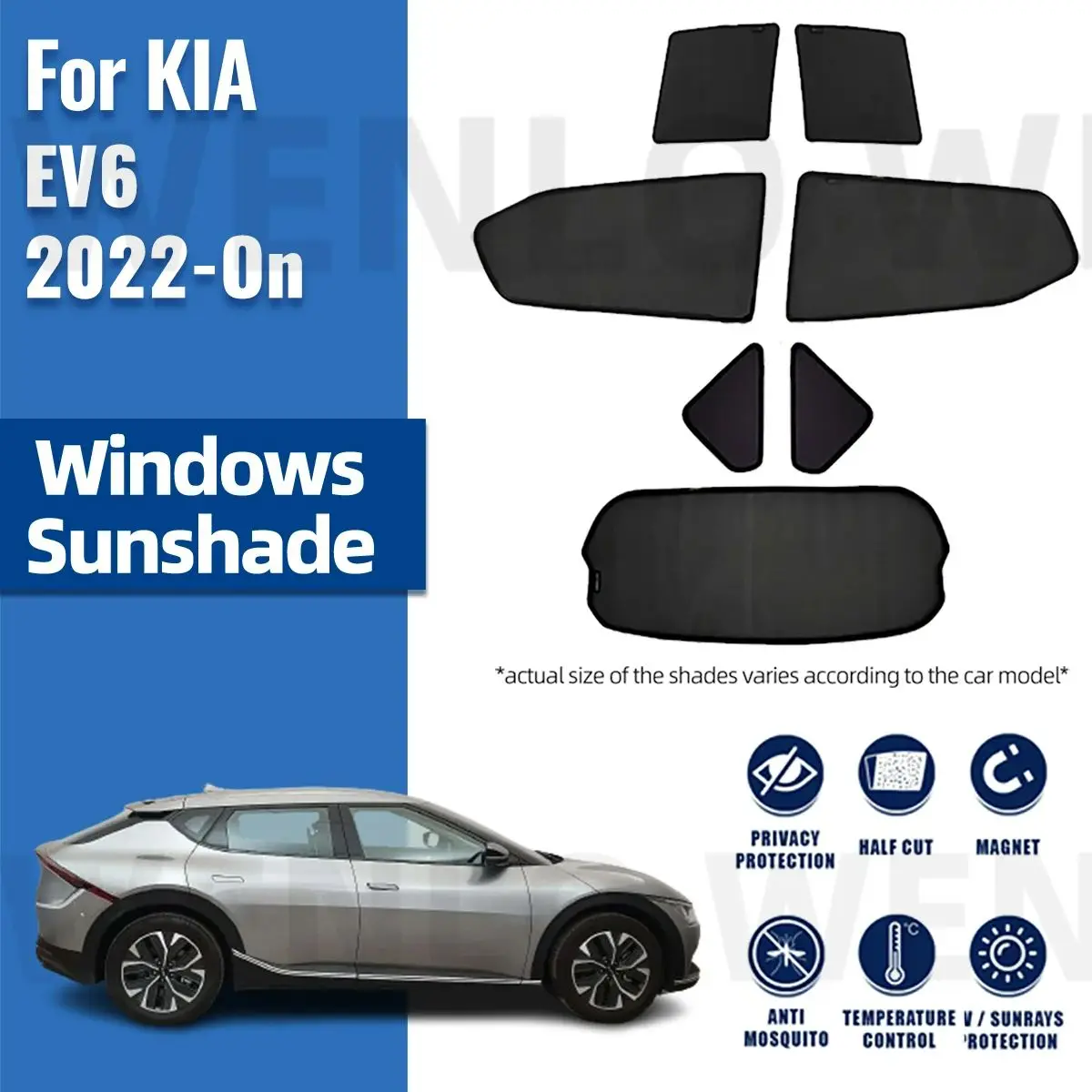 

For Kia EV6 2022 2023 2024 Car Sunshade Shield Magnetic Front Windshield Frame Blind Curtain Rear Side Window Sun Shade Visor