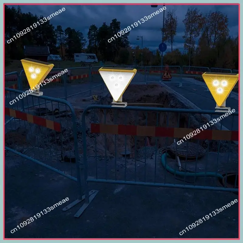 N94R Caution Strobe Lights LED Flashing Safety Light Solar Powered Caution Strobe Lights White