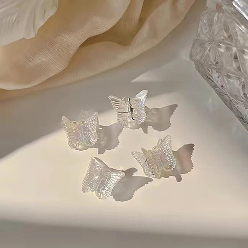

10pcs Mini Butterfly Hair Claw Transparent Resin Cute Sweet Hairpins Aurora Barrettes Fashion Children Girls Hair Accessories