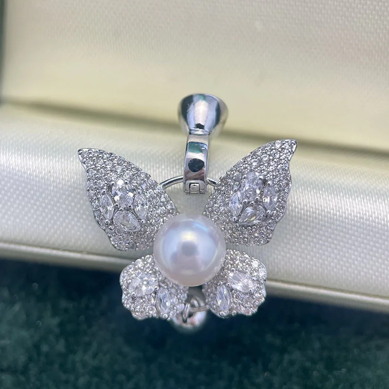 1pcs Gold-plated Copper Zirconia Butterfly Pearl-embellished DIY Necklace Bracelet Connector Jewelry Making Material Accessories