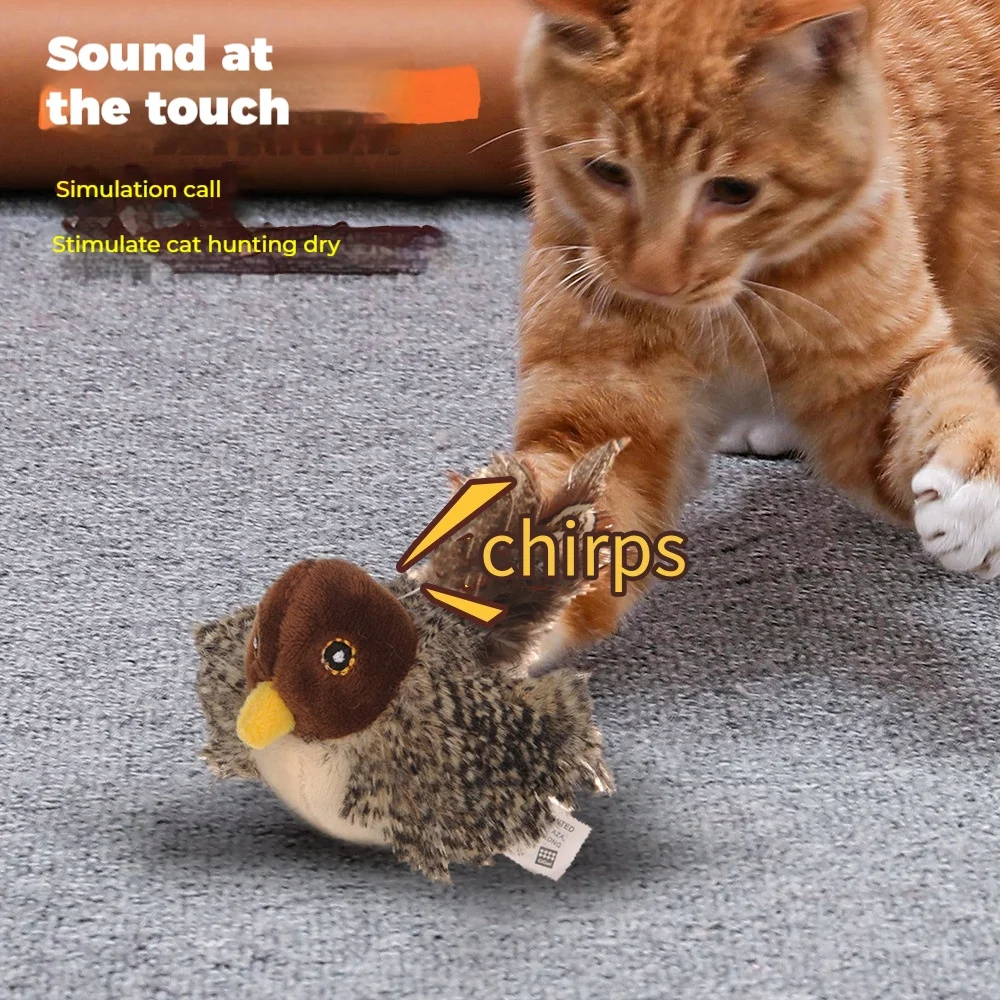 

2025 New Electric Simulation Bird Toy Cats Cute Flapping Bird Pet Interactive Movement Funny Chewing Tunnel Sport Dog Toy Soft