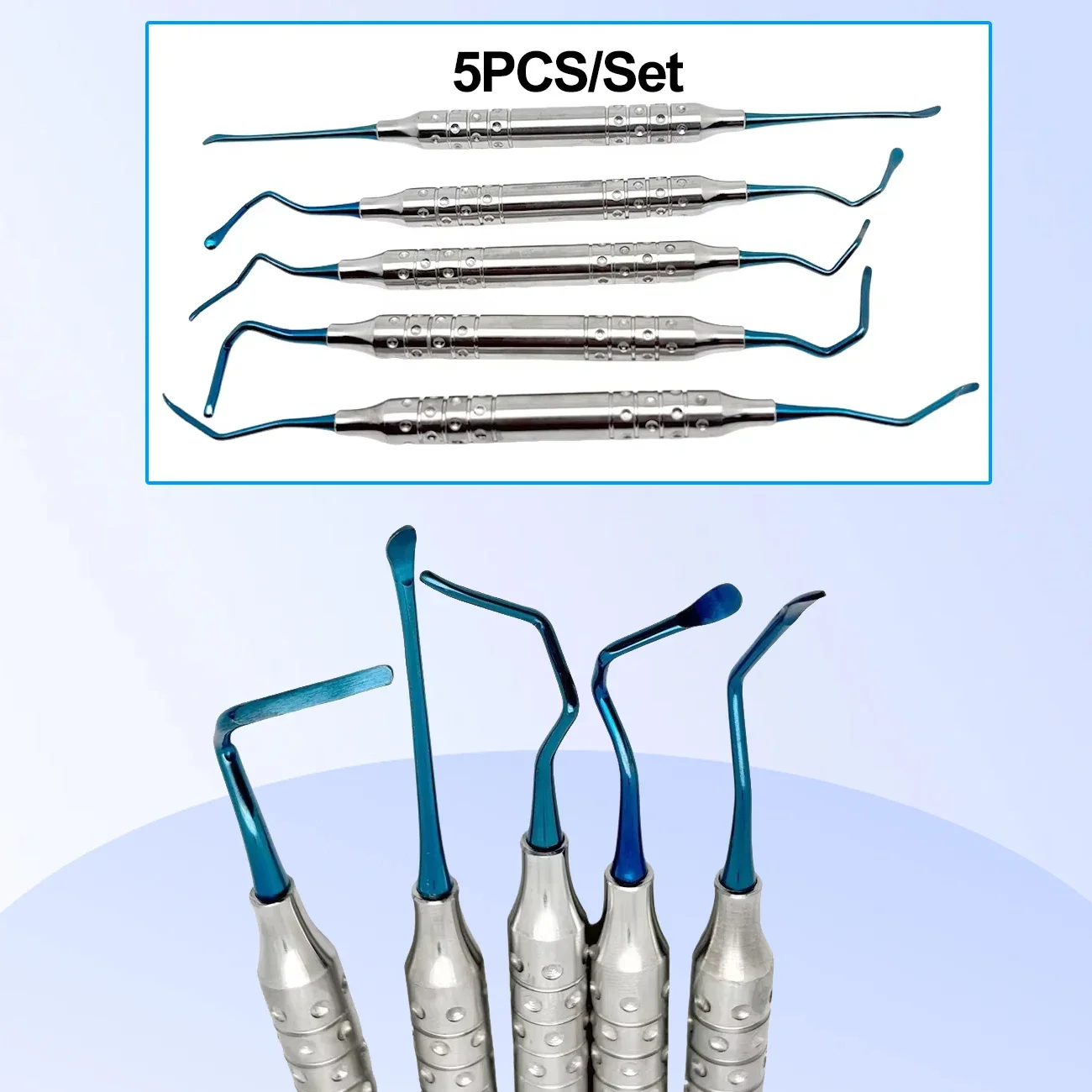 5pcs Dental Periodontal Ligament Separator Bone Vista Tunneling Procedure Titanium Implant Dental Instruments Kit