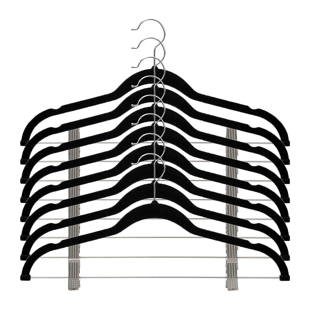 

8 Pcs Hangers Non Slip Hangers With Clips Flocked Velvet Rack Hooks Strong For Dresses ganize Closet Space
