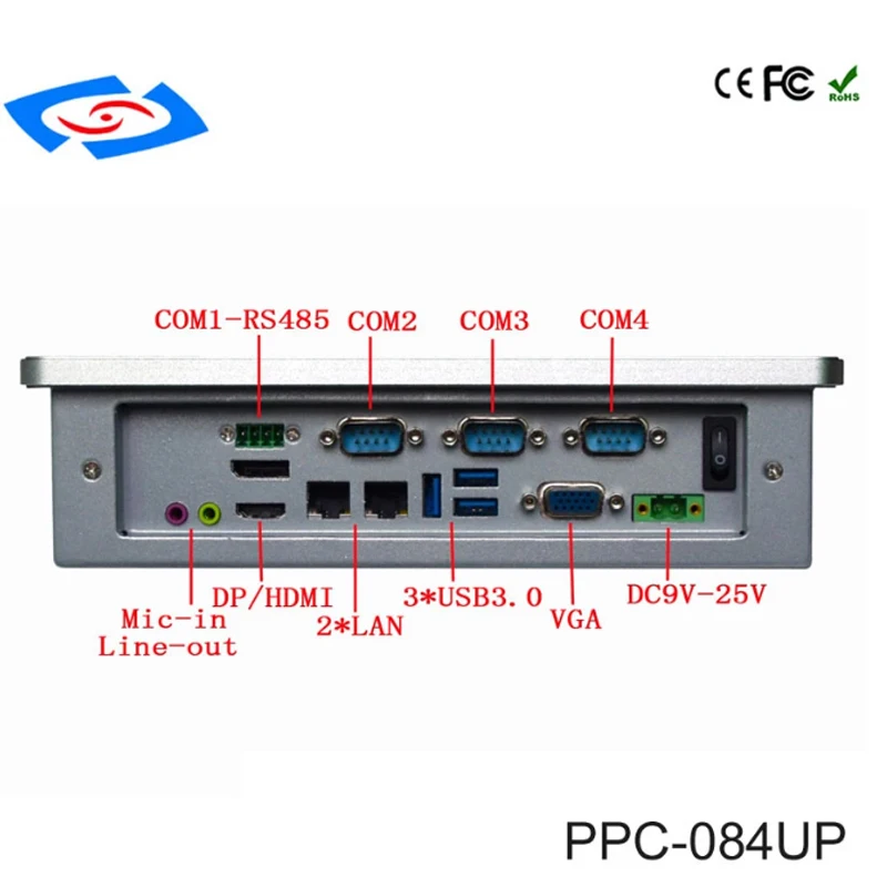 منخفضة التكلفة 8.4 "شاشة تعمل باللمس كومبيوتر لوحي صناعي IP65 تصميم بدون مروحة مع 2xLAN دعم XP/ Win7/ Win10/نظام التشغيل لينكس