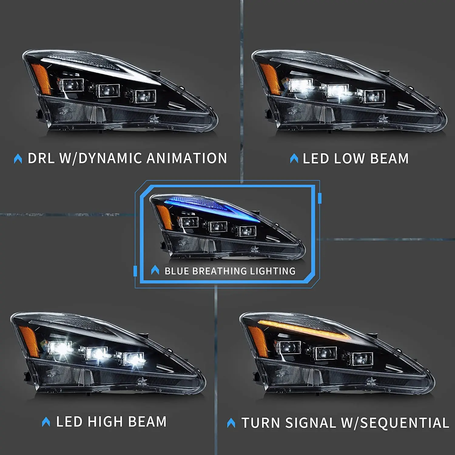 LED Headlights for Lexus IS250/IS250C IS350/IS350C IS220d 2006-2012 ISF 2008-2014 Start Up Animation