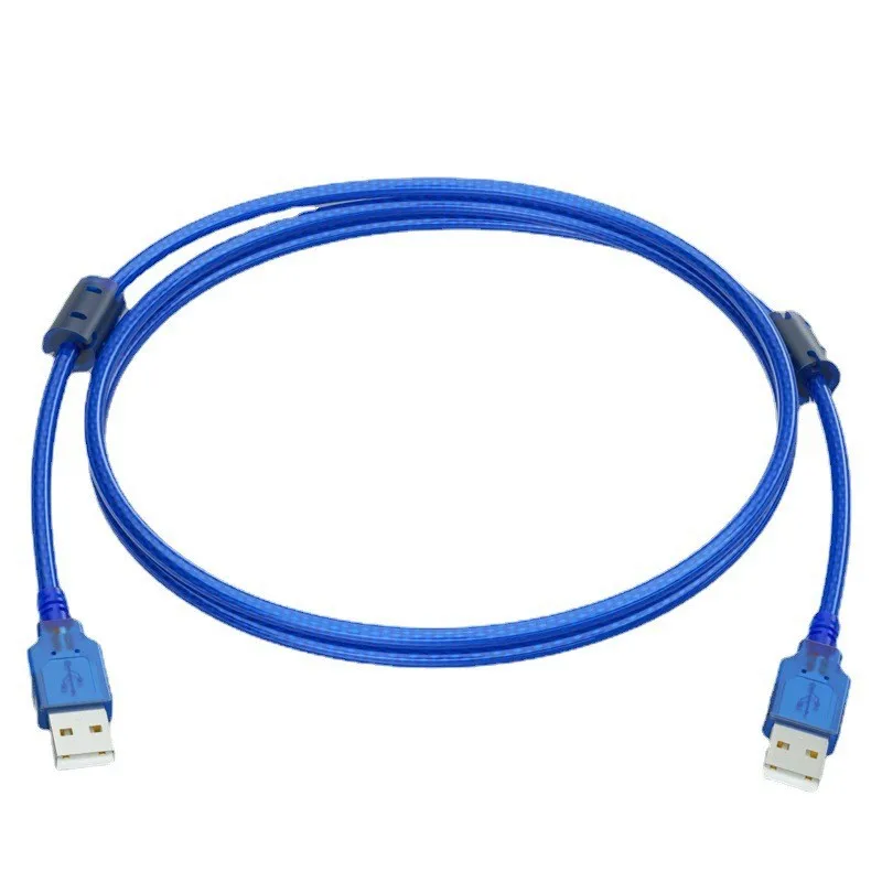 Kabel Data USB 2.0 Male ke Male, kabel ekstensi inti tembaga, kabel debug Copy cincin magnetik berpelindung