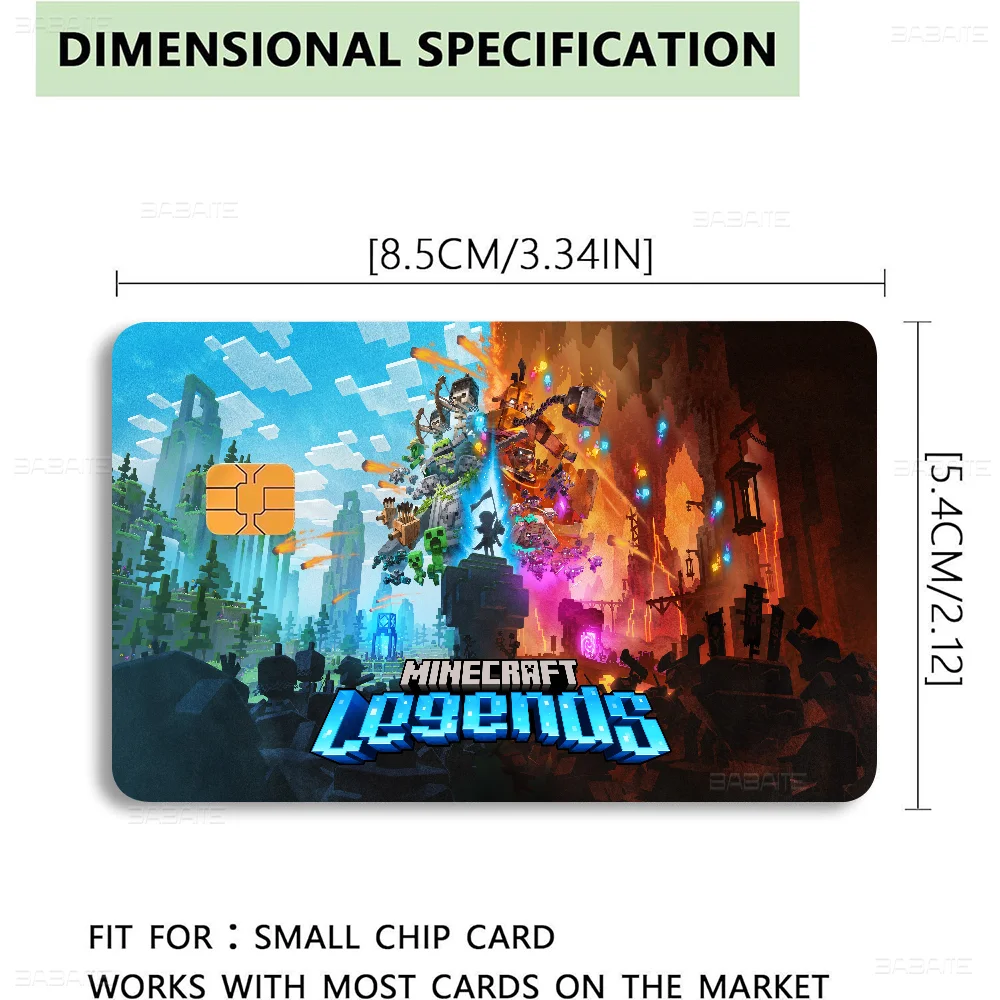 ملصقات جلدية لبطاقة الائتمان من M-Minecraft لبطاقة الوصول VISA Bank Bus Metro غطاء طبقة رقيقة واقية ملصق مائي للنساء