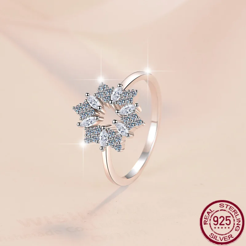 

2025 new pure silver ring for girls; fashionable starry ring for girls; moissanite silver ring setting for wedding jewelry
