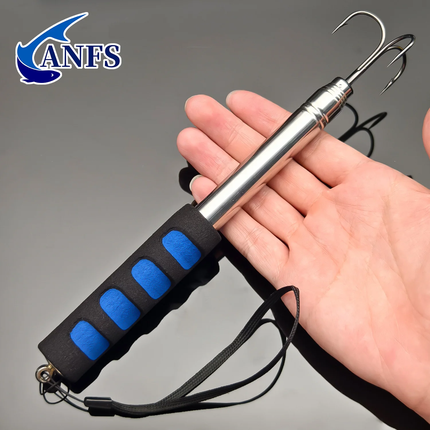 ANFS 1 قطعة غاف صيد تلسكوبي مع خطاف ثلاثي من الفولاذ المقاوم للصدأ ومقبض EVA - مناسب لصيد الأسماك في المياه العذبة والمياه المالحة #5