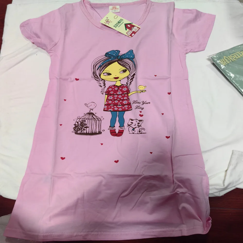 مبيعات ترويجية جديدة للصيف بيجامة قطن 95% بأكمام قصيرة ملابس أطفال بنات قطعة واحدة #2