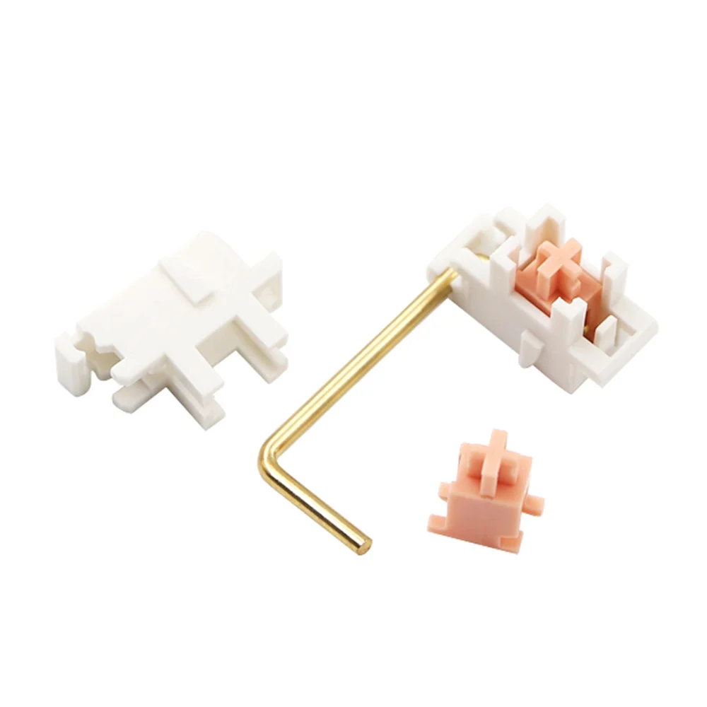 Gold Plated Plate Mounted Stabilizer for Custom Mechanical Keyboard 2U 6.25U (1+4, White Pink)