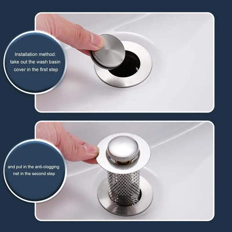 Stainless Steel Bathroom Sink Strainer Anti Clogging Easy Installation Filtration Supplies Multi-function Floor Drain Strainer