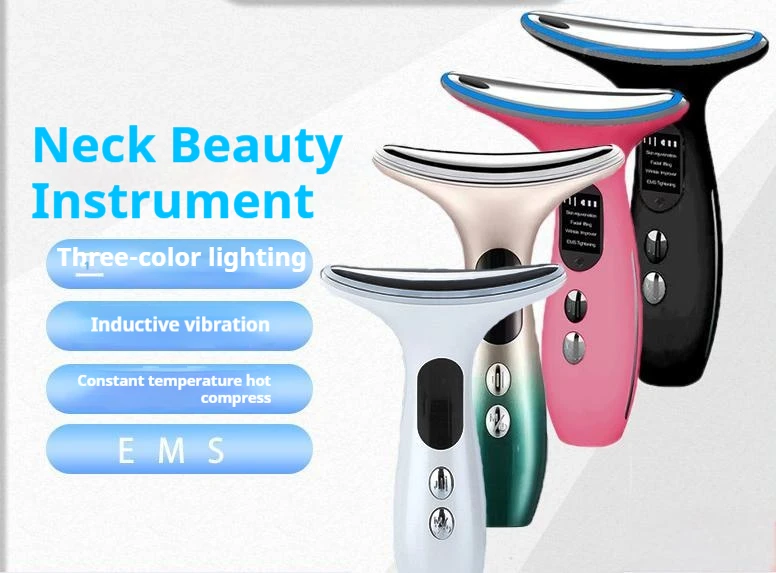 EMSマイクロカレント美顔器＆LEDライトセラピー美顔器 - しわ対策スキンケア、あごリフト、首元引き締め美容機器