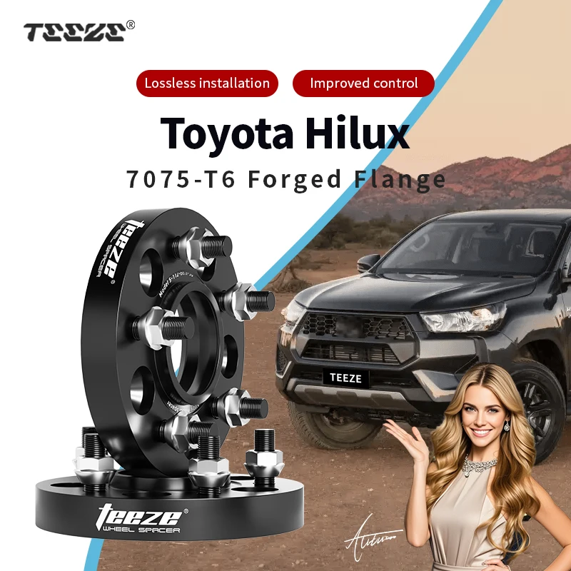 

Teeze 2/4pcs 6x139.7 CB106.1mm M12x1.5 Hub Centric Black Forged wheel spacer For Toyota Hilux Flange Plate25/30/35/38/50mm