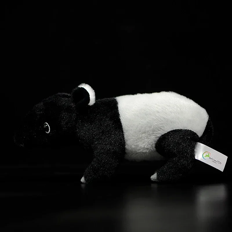 Novo bonito asiático tapir pelúcia brinquedo malaio indiano tapir boneca animais pretos simulação vida real macio crianças presente da criança