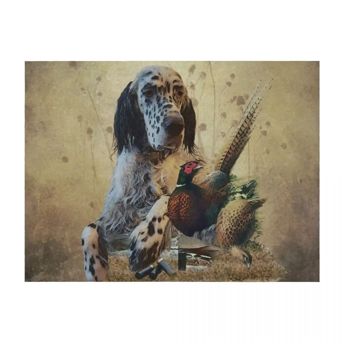 

English setter with pheasants, art Throw Blanket Blankets Sofas Of Decoration Loose cosplay anime Furry Blankets