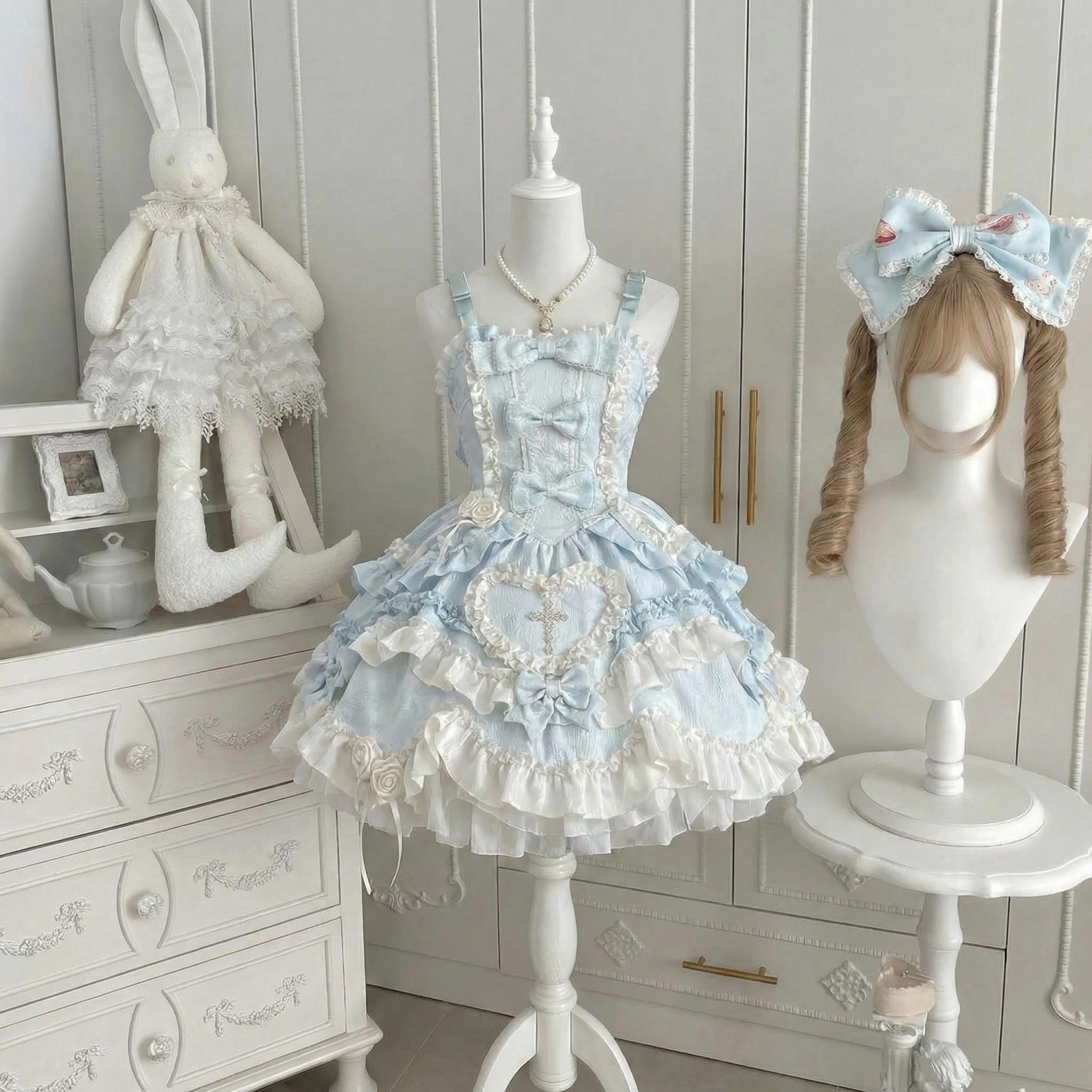 Vestido Japonés Dulce Lolita Kawaii Esponjoso para Mujer, Vestidos de Ballet JK Encantadores, Vestidos de Princesa con Volantes, Atuendo Lindo con Lazo de Encaje y Retazos Estilo Harajuku