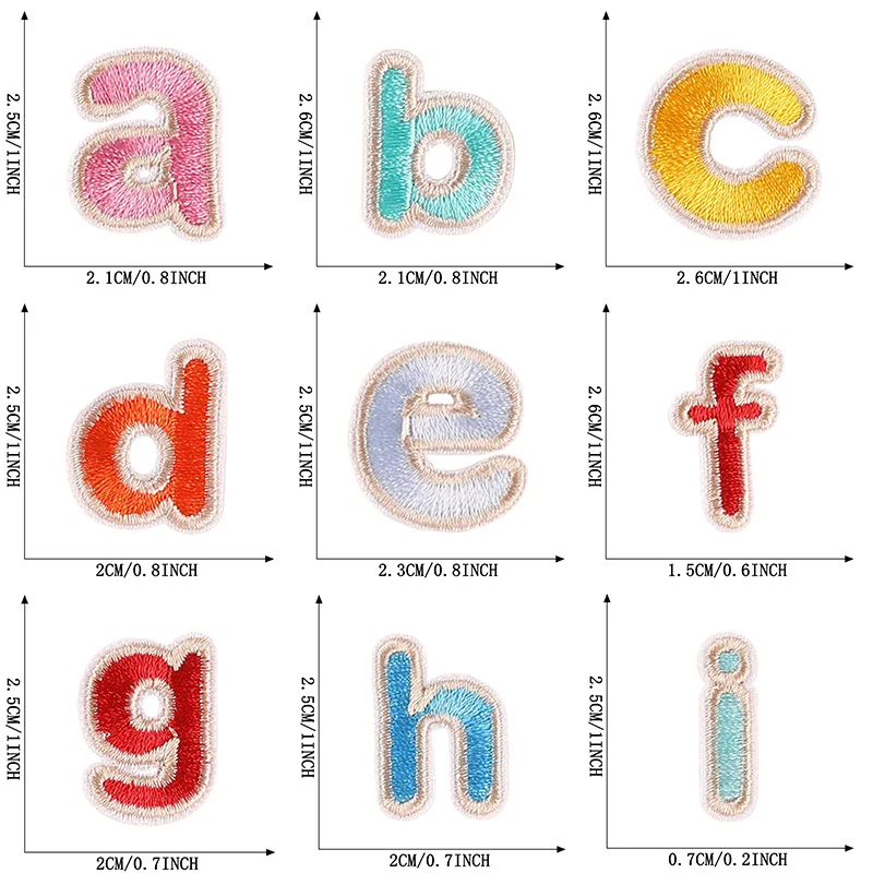26/pcs/lot Stoffe Buchstaben Streifen Eisen auf Patch für Kleidung Kinder Baby Mini kleine nähen gestickte Alphabet Bulk Parches niedlichen Set – Detail 5