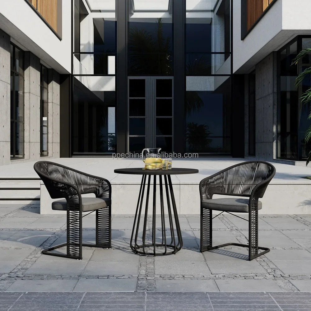 Wholesale Modern Design Stainless Steel Outdoor Furniture Steel Chairs And Rope Woven Chair Outdoor