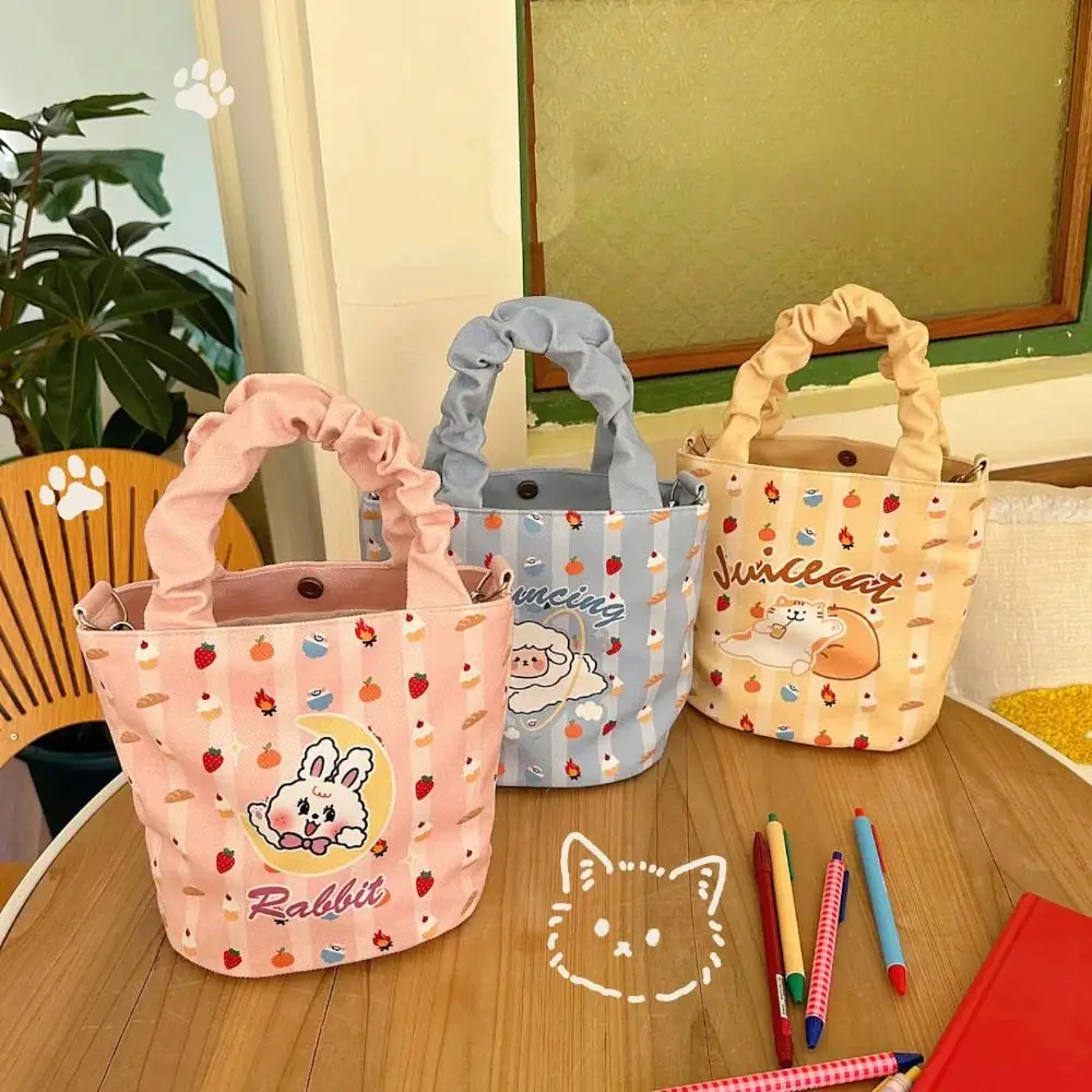 

INS Trendy Cartoon Tote Bag Fruity Pleated Bucket Bag Cat Animal Lunch Box Bag