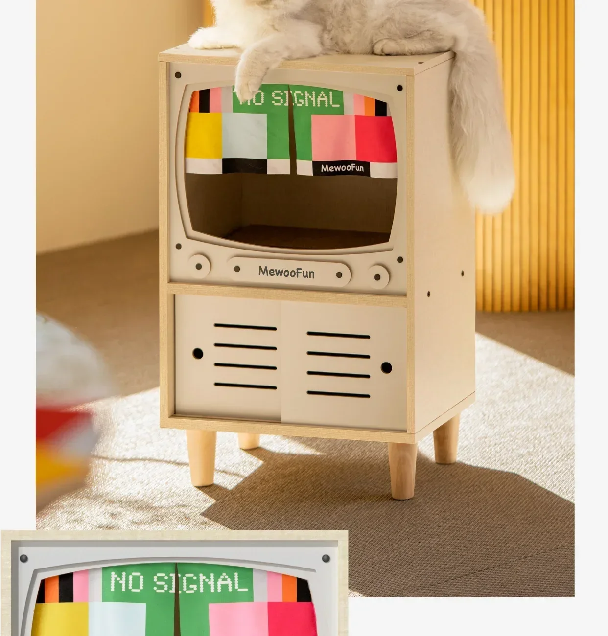 

Cat Nest Double Layer Solid Wood Bedside Cabinet Integrated Cat Scratch Board Furniture Cabinet Four Seasons Universal